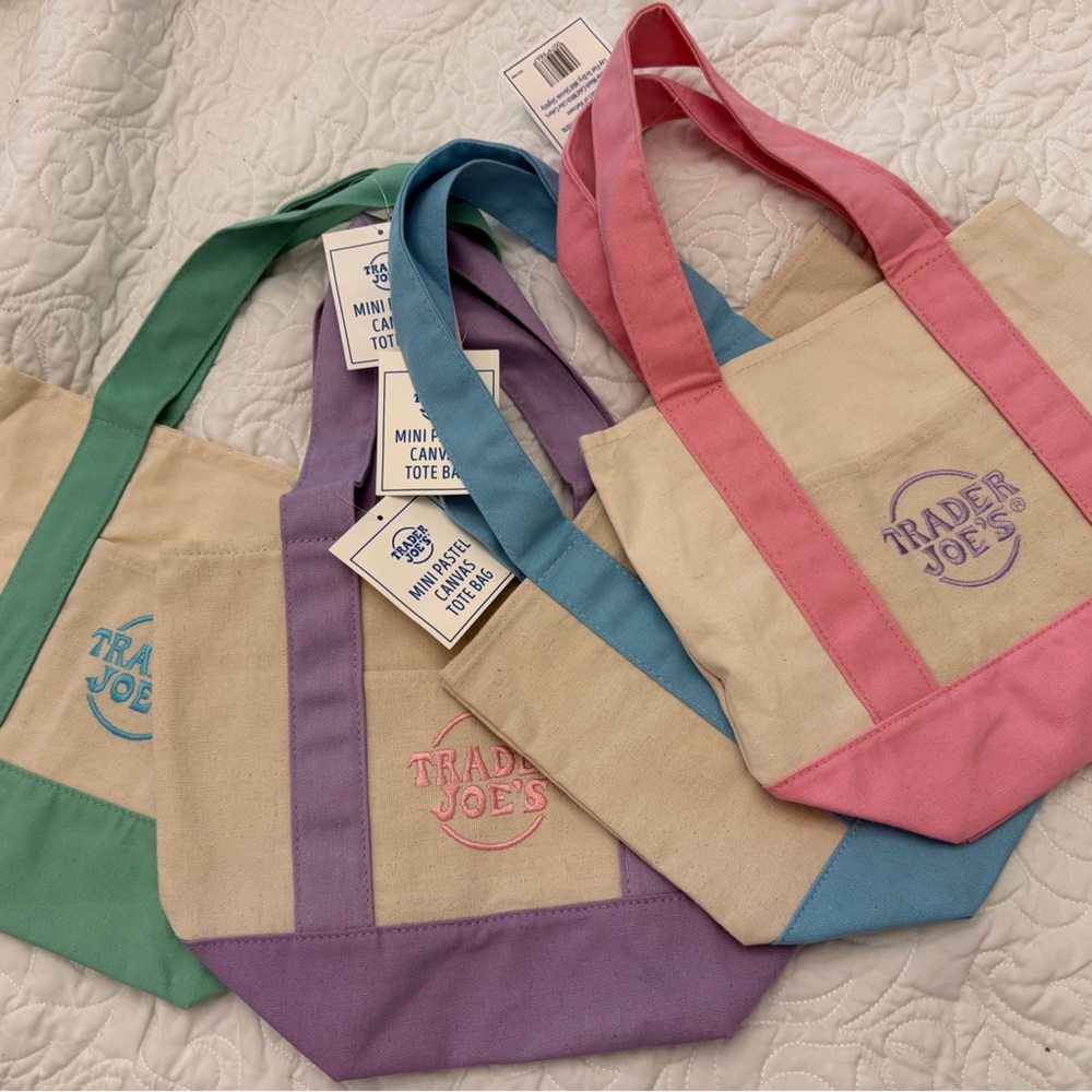 Mini Canvas Tote Bag - Pink Trim